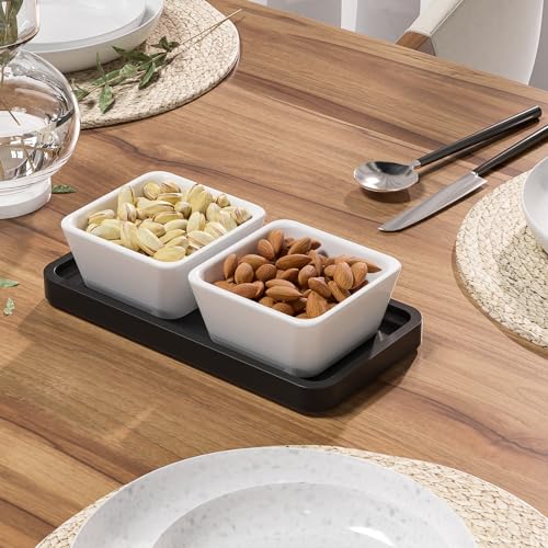 Image of Weenson Small Bathroom Vanity Tray for Countertop Makeup Perfume Jewelry Decor Candle Keys, Small Black Kitchen Tray for Soap Dispenser Spice Bamboo Toilet Tray 7.9 inch L x 4 inch W x 0.79 inch H