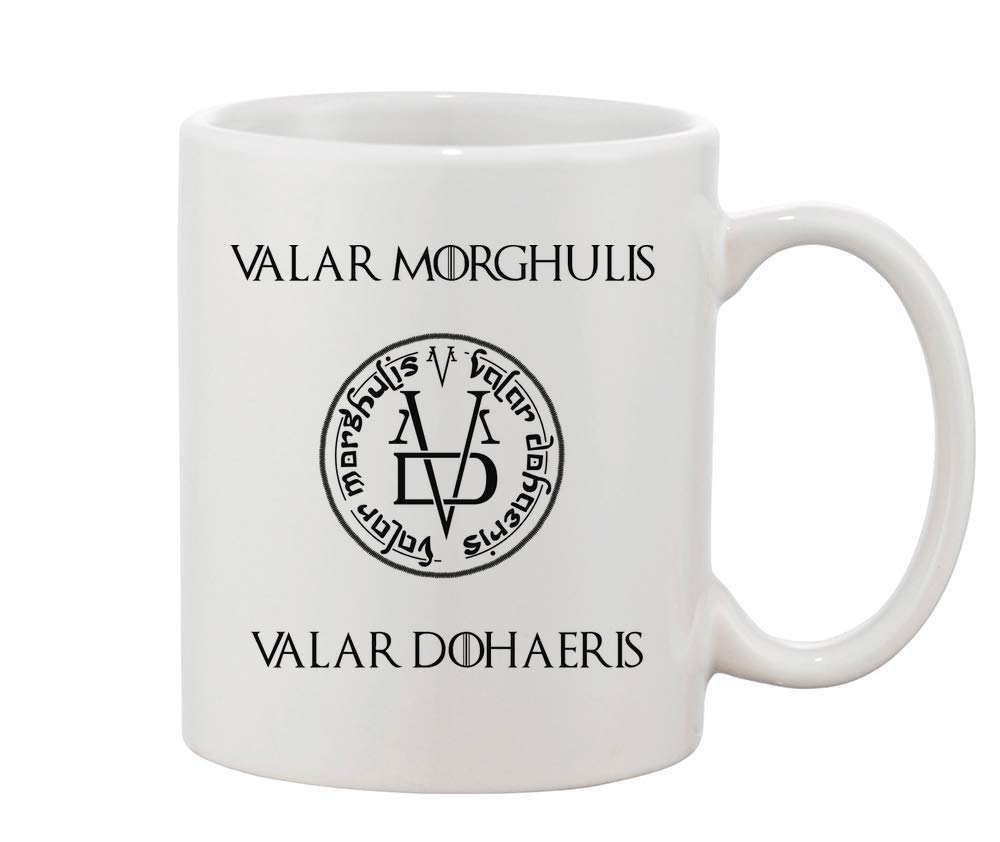 Finest Prints Valar Morghulis Valar Dohaeris Writing White Ceramic Coffee and Tea Mug