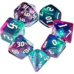 Dzxin DND Game Dice Set, 7PCS Polyhedral Dice Set for Dungeons and Dragons RPG MTG Role Playing Table Games (Blue+Purple)