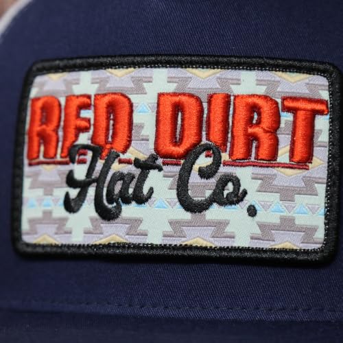 Image of Red Dirt Hat Company Aztec Print Adjustable Snapback Hat (US, Alpha, One Size, Faded Denim - Navy /White)