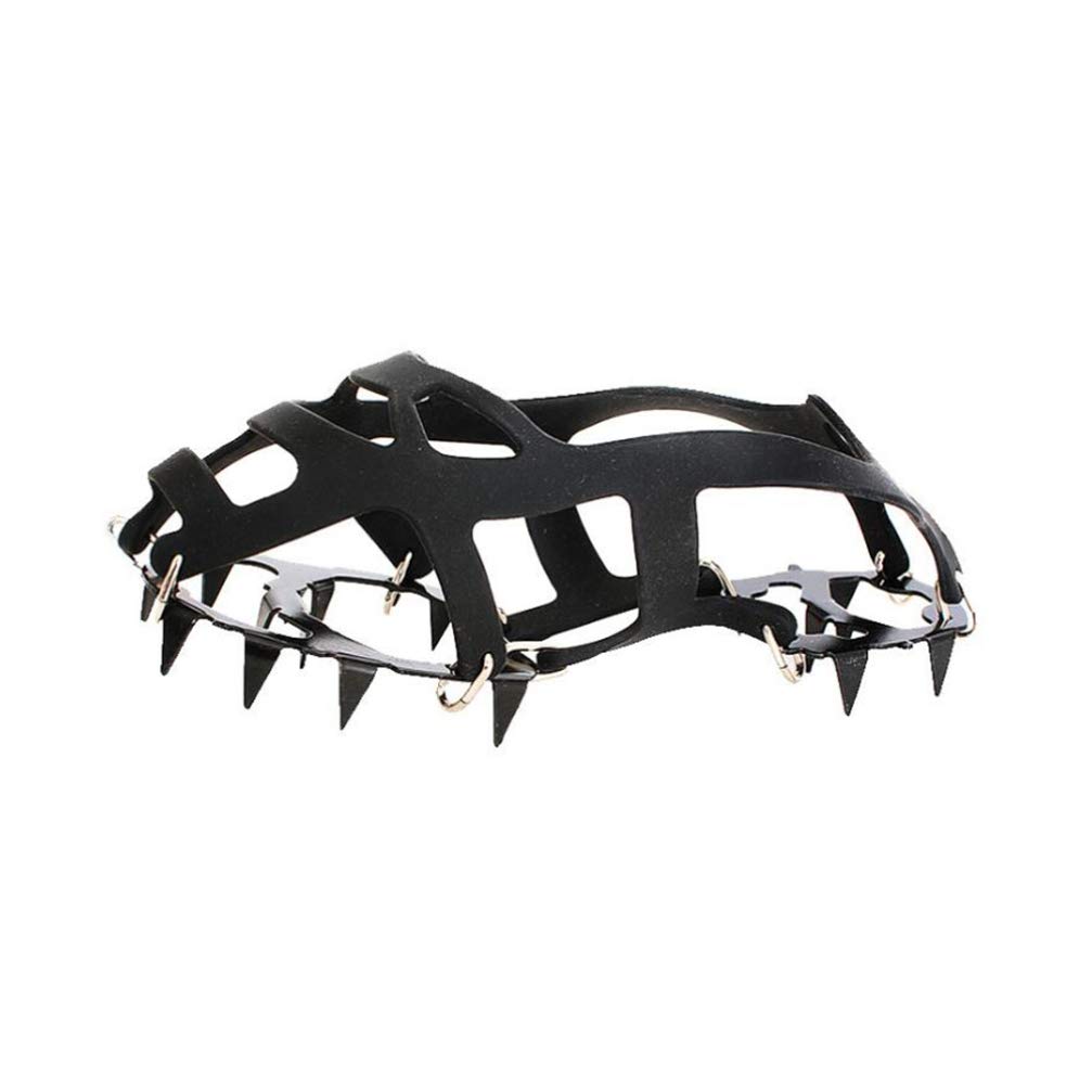 BESPORTBLE 1 Pair Ice Snow Grips 18 Teeth Silicone Ice Climbing Spikes Non Slip Traction Cleats for Grass Lawn Outdoor Hiking Camping(Size M, 37-42)