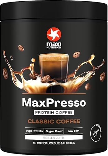 MaxiNutrition MaxPresso Coffee Classic 300g, Protein Kaffee, Whey Coffee Pulver, 21g Eiweiß pro Portion, Zuckerfrei & fettarm, Warm & kalt genießbar MaxiNutrition MaxPresso Coffee Classic 300g, Protein Kaffee, Whey Coffee Pulver, 21g Eiweiß pro Portion, Zuckerfrei & fettarm, Warm & kalt genießbar