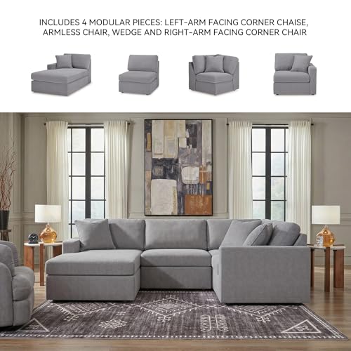 Image of Signature Design by Ashley Modular Sectional Couch with Chaise, Granite