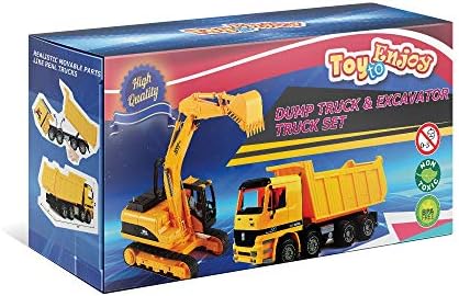 Toy To Enjoy Construction Toys - Excavator & Dump Truck Toy for Kids (Set of 2) – Moveable Claw & Lifting Back – Garbage Truck & Bulldozer Digger – Construction Vehicles for Boys & Kids — view 8