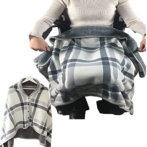 HCZKIUJY Manta Tipo Chal para Perezosos, Chal Calefactor Grueso y portátil con Botones, Manta de Felpa súper Suave para Silla de Ruedas, Liviana para un Regalo cálido