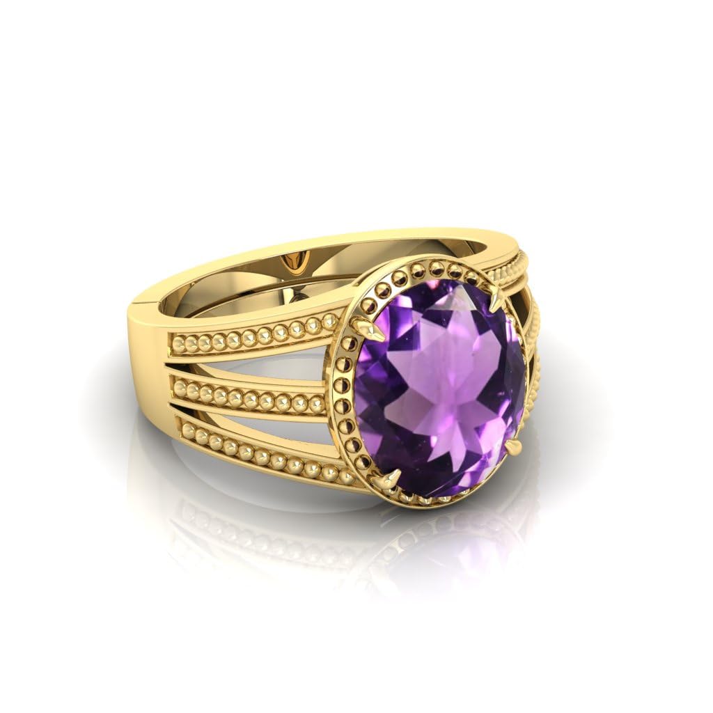 amg gems aa++ quality natural 3.25 ratti to14.25 ratti astrological purpose gemstone amethyst katela adjustable ring for men or women's