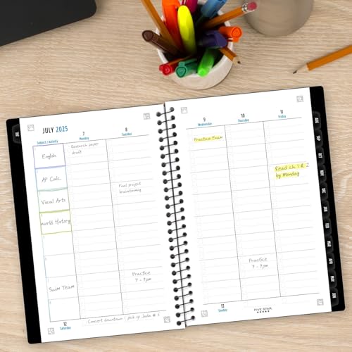 Image of Five Star Planner 2025-2026 Academic, Weekly & Monthly Advance Student Planner + Study App, 5-1 /2 inch x 8-1 /2 inch, Small, Black (CAW45905)