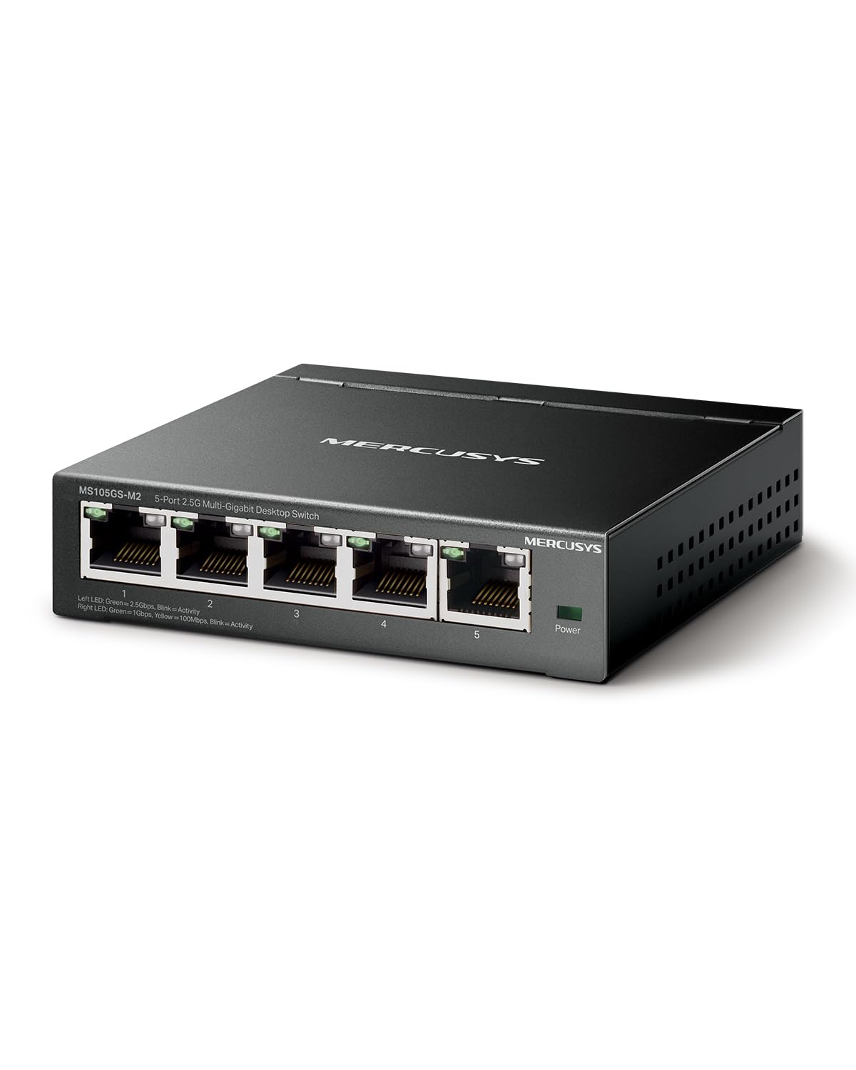 Mercusys MS105GS-M2 Switch 2.5 Gigabit 5 Ports 2.5Gbps, Ethernet, RJ45, Metal Case, Plug and Play, 2.5G NAS, 2.5G Server, Gaming Computer, 4K Video