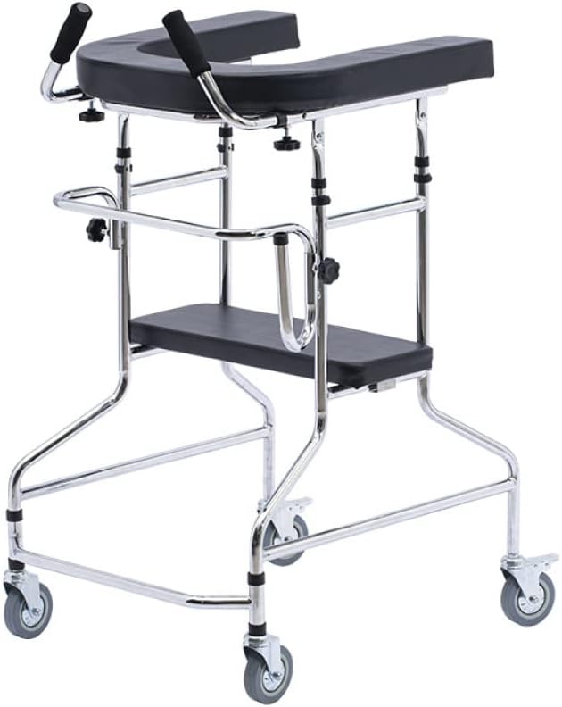 Walker Walkers Stand Assist Folding Walker Supports for Stroke Hemiplegia Adult Walker Elder Rehabilitation Training Rollator Made of Steel