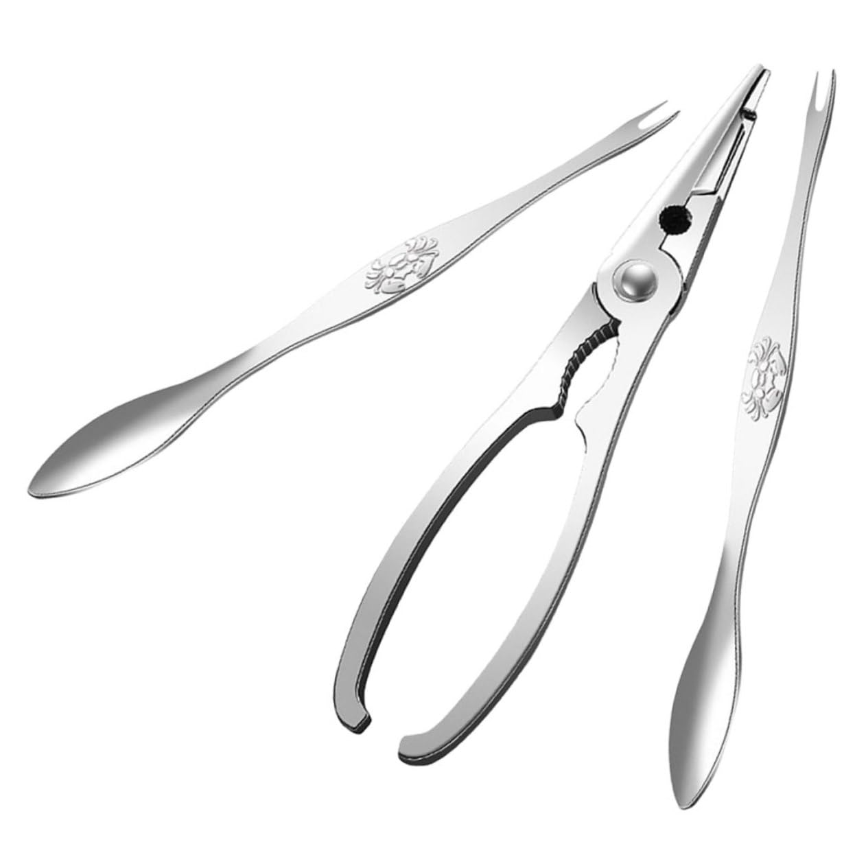 Cabilock 3 Juegos Tenazas De Cangrejo Herramientas para Patas De Cangrejo Suministros para Fiestas De Hervir Mariscos Galletas De Marisco y Herramientas Silver Acero Inoxidable