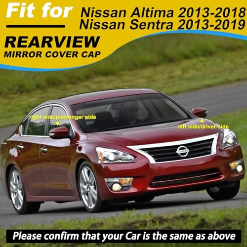 Goholy Car Door Side Rearview Mirror Cover Compatible With Nissan Altima 2013-2018, Sentra 2013-2019 Housing Rearview Mirror Protective Cover With Signal Light Moonlight Silver Right Side by Goholy - Used condition - Image 2