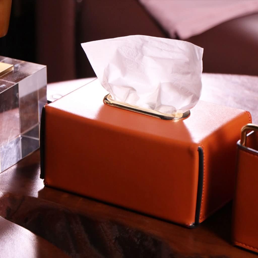 Tissue Box Cover Modern Leather Tissue Box Holder - Decorative Holder/Organizer for Bathroom Vanity Countertop Night Stands Office Desk Car image 4