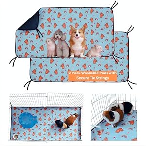 Guinea Pig Cage Liner for Odor Control | 47″x24″ Ultra Absorbent Fleece Guinea Pig Bedding | 2pcs Leak Proof Washable Pee Pads | Puppy Pee Pads for Dogs, Hamsters, Rats, Rabbits | Pet Essentials