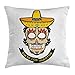 Dekoracja domu poszewka na poduszkę kolorowa czaszka oczy design w Sombrero i wąsy meksykańska koncepcja poszewka na poduszkę miękka poszewka na poduszkę modne poszewki na poduszki na krzesło samochodowe, 45 x 45 cm