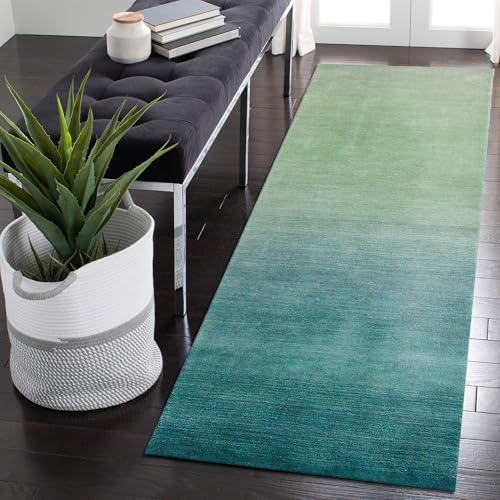 Liora Manne ARCA Indoor Hand Loomed Wool Comfortable Area Rug - Contemporary Casual Accent (Ombre Aqua) (2' x 7'6")