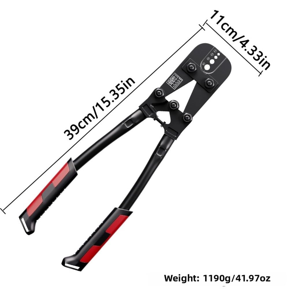 Pinza crimpatrice per cavi metallici resistenti con 4 matrici, in acciaio al carbonio a 8 forme per manicotti rotondi in alluminio, pinze ergonomiche per avvolgicavo da 39 cm