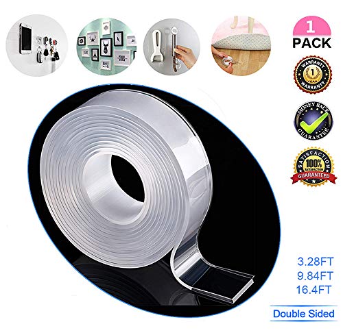 Preisvergleich Produktbild Cooling Wiederverwendbares Waschbares Klebeband,Doppelseitiges Entfernbares Silikon Nano Transparent Traceless Tape,Magic Adhesive rutschfest für Wände Küche Teppichbefestigung (1 / 3 / 5M)