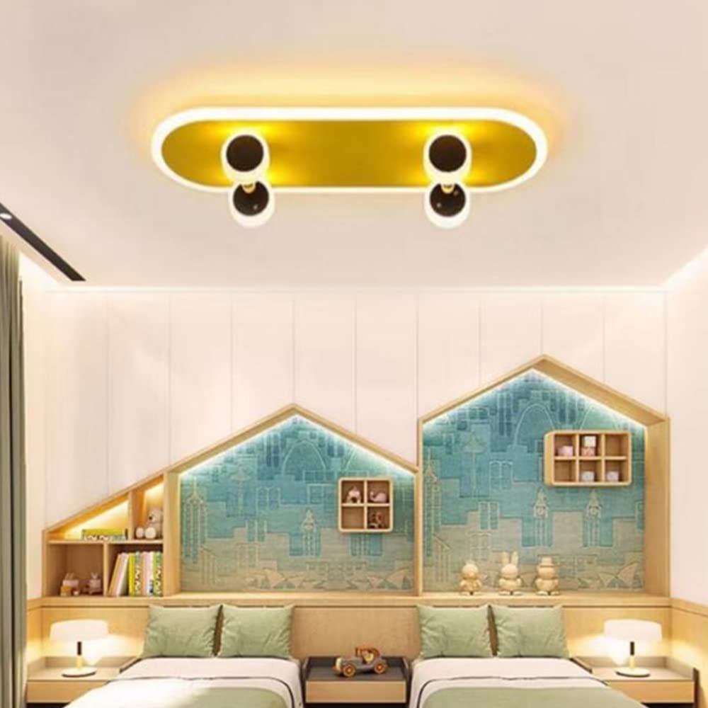 Lampa sufitowa dla dzieci LED deskorolka lampa sufitowa kreatywna lampa do sypialni ściemnialna akryl chłopiec dziewczynka dziecko pokój dziecięcy lampa sufitowa salon jadalnia lampa wisząca,60cm