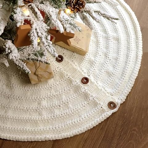 LimBridge 36-Inch Knitted Christmas Tree Skirt Cover
