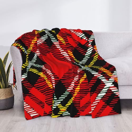 Couverture de lit légère et ultra douce EdWal motif écossais