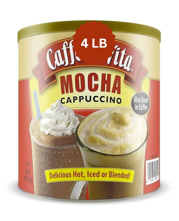 Caffe_Vitaa Mocha Cappuccino Mix - Instant Cappuccino, Gluten Free, No Cholesterol, No Hydrogenated Oils, No Trans Fat, 99% Caffeine Free, Mocha Mix - 4 LBS