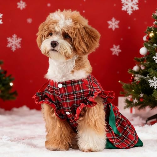 Vestido de Navidad para perro con moño grande, talla S miniatura 3
