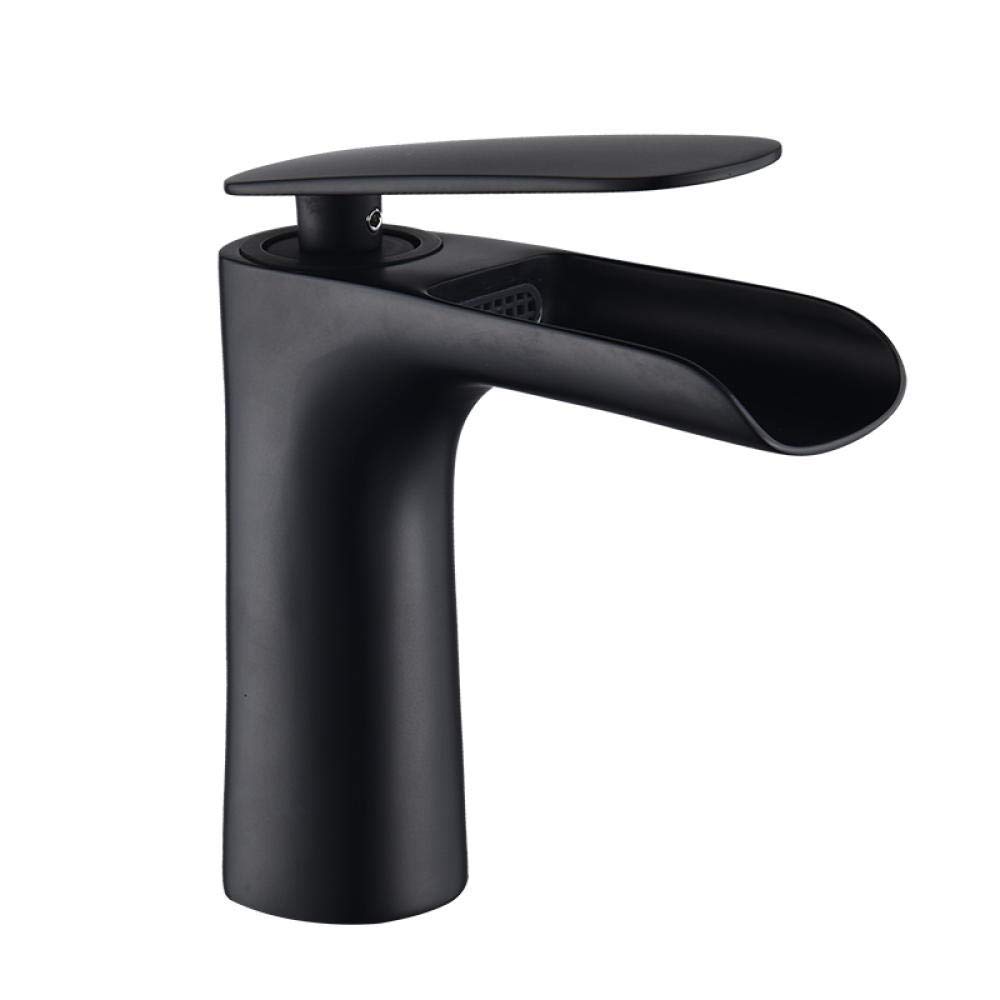 Robinet de lavabo robinet de cascade noir en laiton de salle de bain