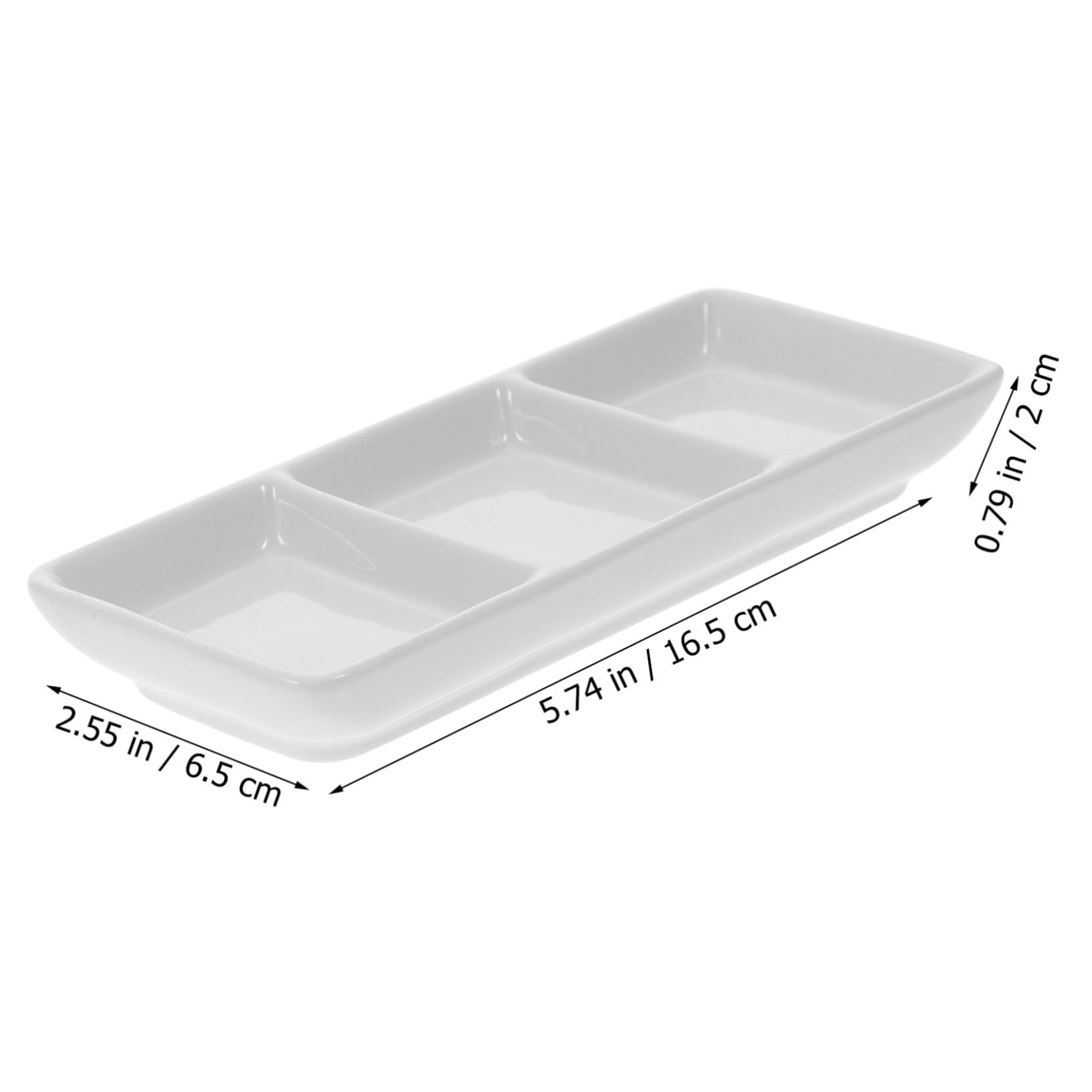 Set 5 Pezzi Piatti in Ceramica Bianca 3 Scomparti per Condimenti e Snack, Portatile per Catering e Tavola da Pranzo