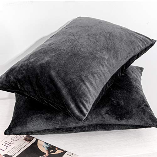 Image of NTBAY Zipped Velvet Toddler Pillowcases, 2 Pack Cozy Luxury Flannel Plush Travel Pillow Cases, 13x18 Inches, Black