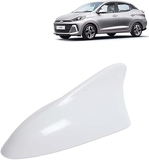 KINGSWAY Accessories Shark Fin Car Antenna Universal Size and Compatible with Hyundai Aura Year 2023 Onwards, Car Radio FM AM, DIY Easy Replacement Original Car Antenna, 1 Piece, White Color