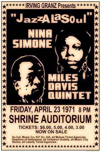 AMELIA SHARPE Metal Sign Nina Simone (Nina Simone) 1971 Concert jazztin Sign Vintage Home Bar Cafe Wall Decoration Art Sign 8 x 12 inches