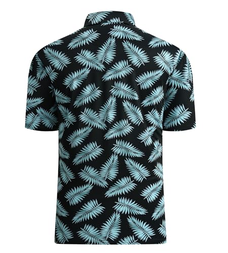 Alex Vando Mens Golf Shirt Moisture Wicking Quick-Dry Print Performance Polo Shirts for Men