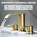 Ultimate Unicorn 8 inch Bathroom Faucet Brushed Gold, Waterfall Bathroom Faucet with Metal Pop-up Sink Drain Stopper and 2 Supply Hoses,2 Handle Widespread Faucets for Vanity Sink 3 Holes