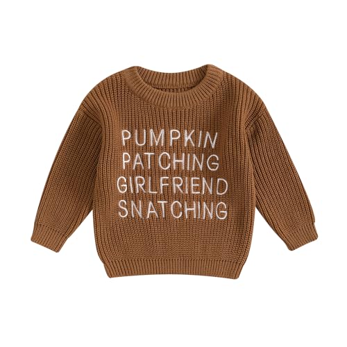 0-5T Toddler Baby Boy Halloween Outfit Pumpkin Knit Sweater Baby Boy Winter Long Sleeve Sweatshirt Top