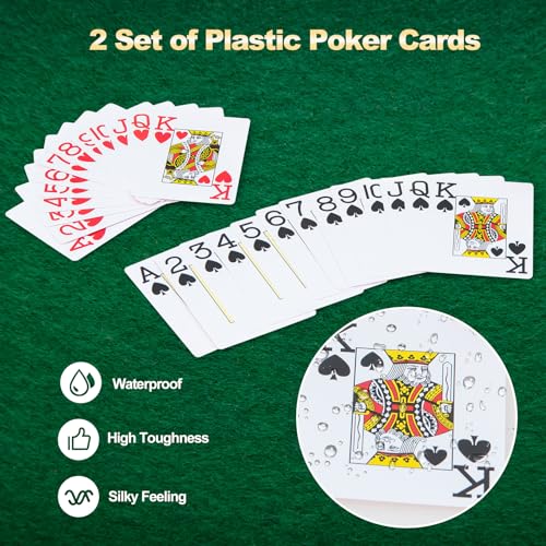HOMASIS Pokerset mit 300 Laser-Chips, Poker Koffer mit 2 Kartendecks, 5 Würfeln, 3 Dealer Button, abschließbar Pokerkoffer aus Alu mit 2 Schlüsseln, Poker Komplett Set für Partys, Kasino (300 Chips) – Bild 8