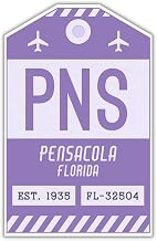 PNS Pensacola Florida Tag Sticker/Airport Code Baggage Decal/Collectible Travel Decor/Vintage Inspired Design (Purple)