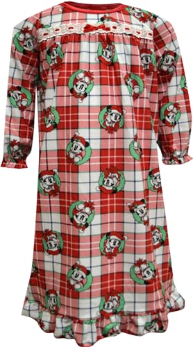 Girls Disney Minnie Mouse Christmas Plaid Traditional Flannel Nightgown