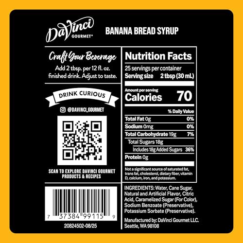 Image of DaVinci Gourmet Banana Bread Syrup, 25.4 Fluid Ounces (Pack of 1)