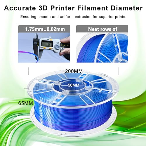 Image of iBOSS Silk PLA+ Filament 1.75mm Blue Purple Dual Color PLA Plus 3D Printer Filament 2 in 1 Coextrusion 1KG Spool(2.2lbs) 3D Printing Filament Dimensional Accuracy + /- 0.02mm Fit Most FDM Printers