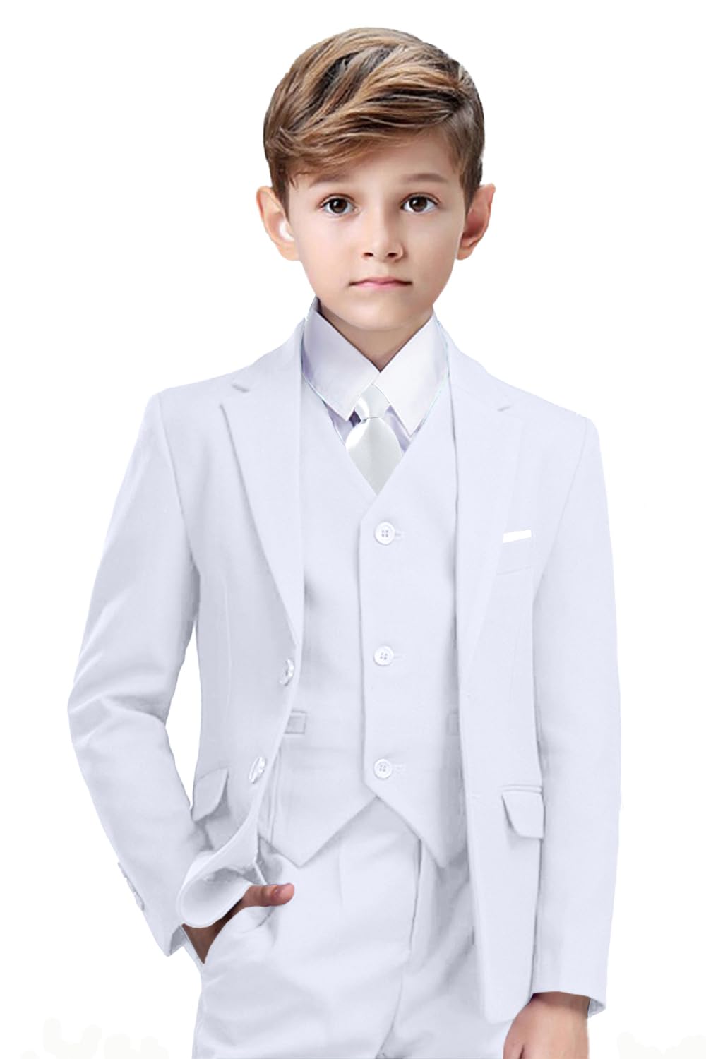 Suit for Boy Formal Slim Fit Tuxedo 5 Pieces Kids Toddler Wedding Outfit Blazer Pants Vest Set Boys Suits