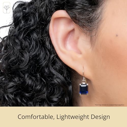 Sterling Silver 10x8mm Emerald-Cut Gemstone Dangle Earrings4