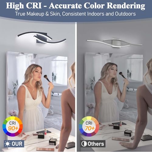 Image of 23.62 inch Vanity Light for Bathroom Lighting Fixtures Over Mirror Black Dimmable 5CCT Vanity Lighting Fixture Modern Bathroom Vanity Light 23 Inch Modern Wall lamp