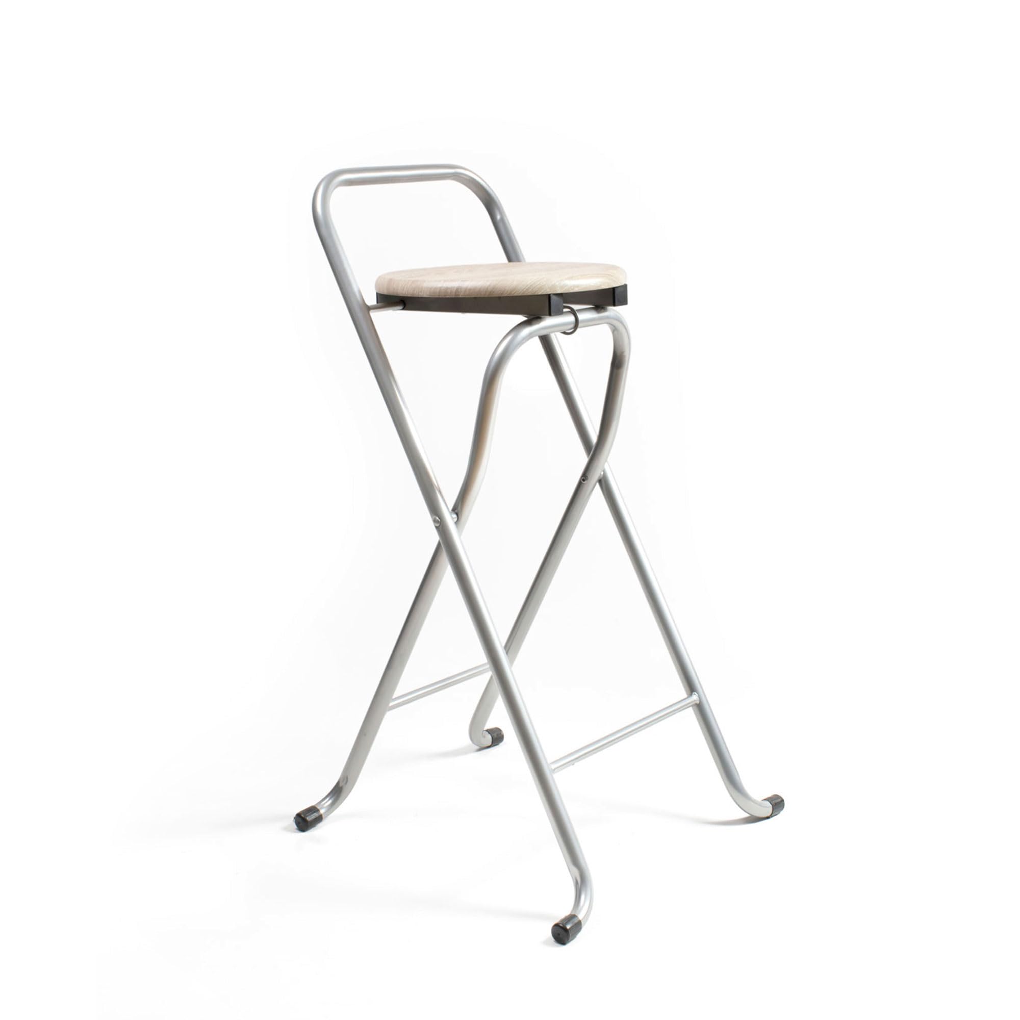THE SECRET HOME - Pack de 1,2,4 y 6 Taburetes Plegables con Respaldo - Alto. 80 cm x Ancho. 45 cm - Silla Plegable de Metal y Madera (1, Madera Clara/Plata, Alto. 80 cm x Largo. 45 cm)