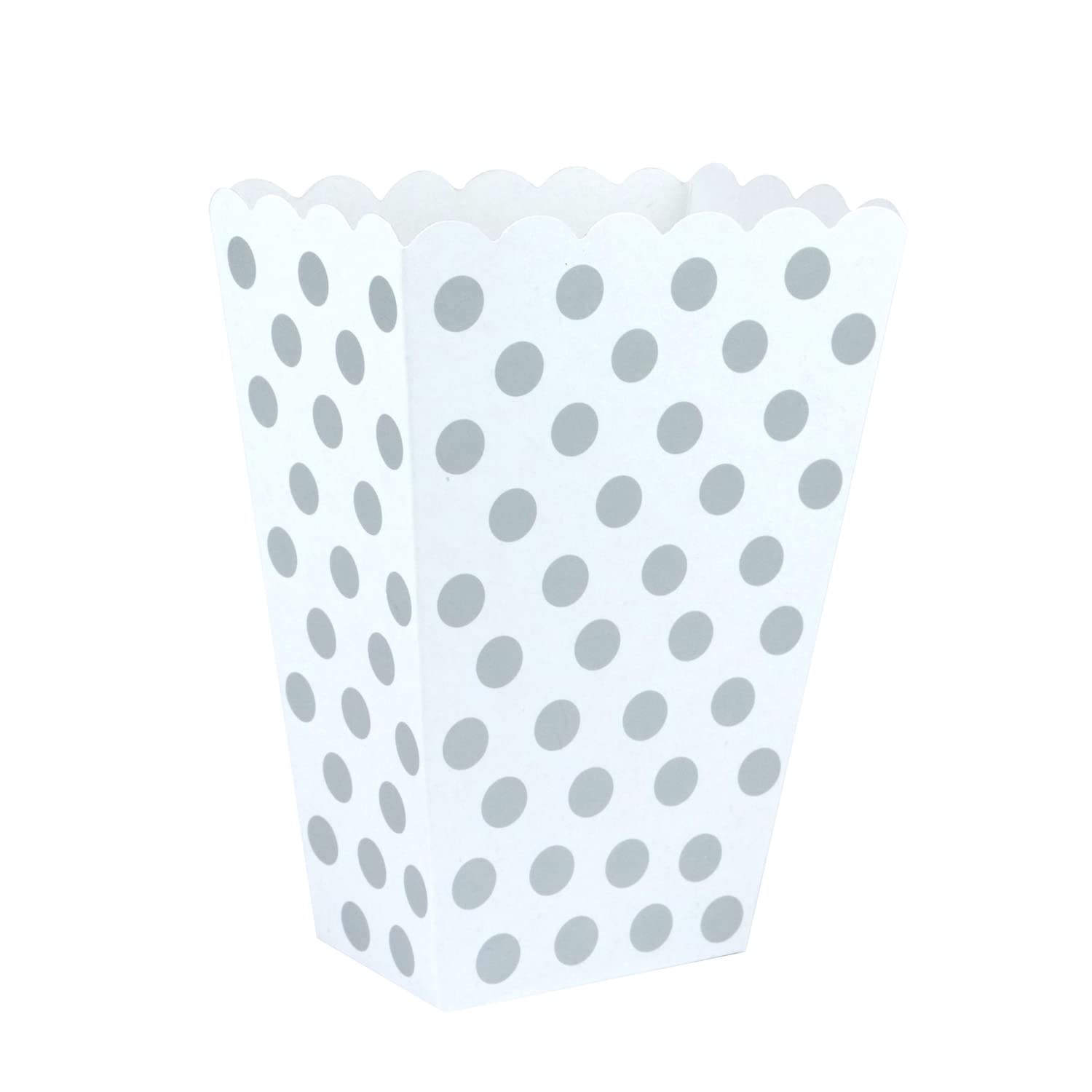 Hd Novelty Silver Polka Dot Retro Popcorn Boxes 10-Pack Small Red And White Containers For Film Night, Cinema, Birthday Parties, And Sleepovers (Silver Polka Dot)