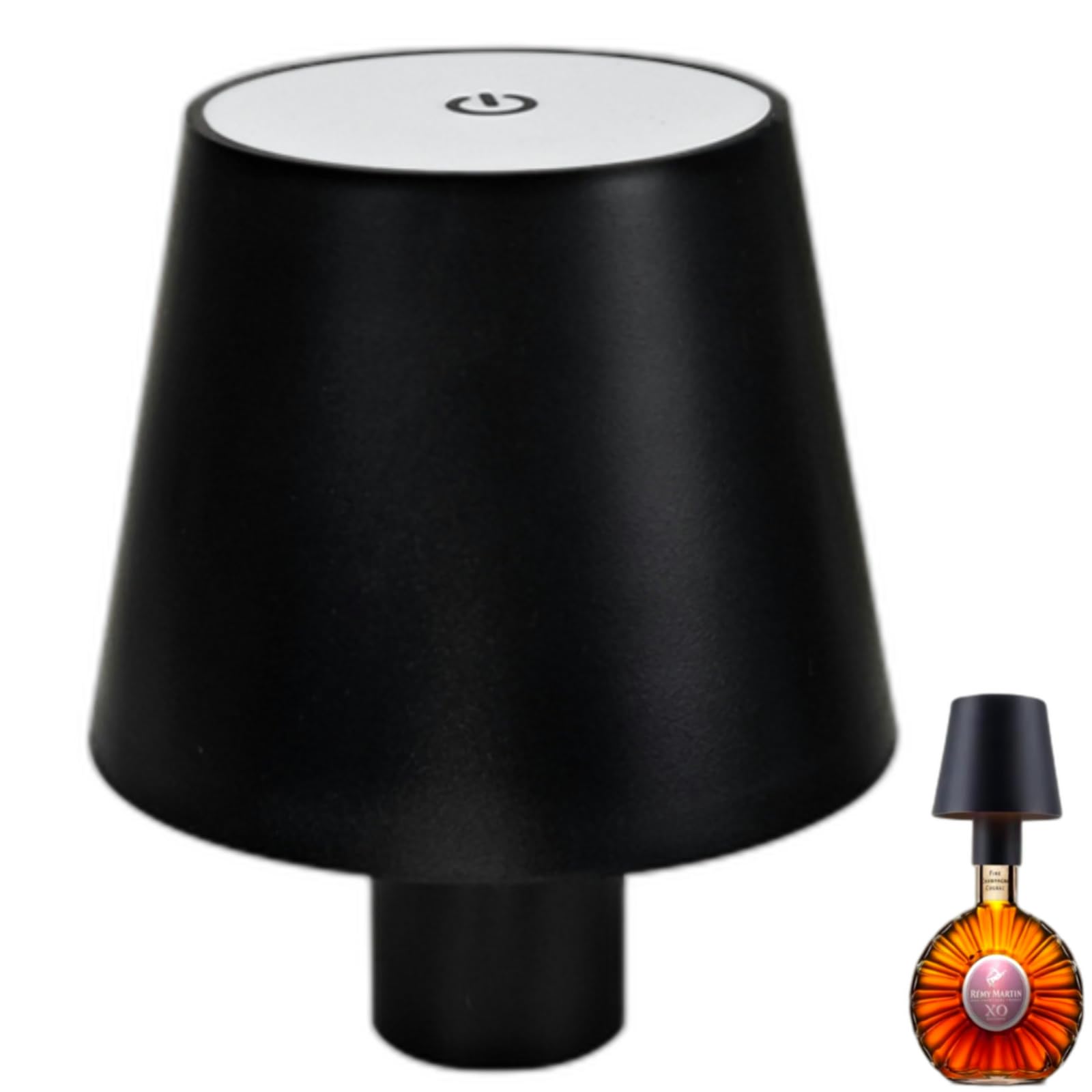 Brabola Wireless Bottle Lamp, Cordless Wine Bottle Light Head 3 Color Modes Dimmable Table Lamp Rechargeable Touch Control Desk Lamp for Bedroom, Restaurant, Bar, Office, Christmas (Black)