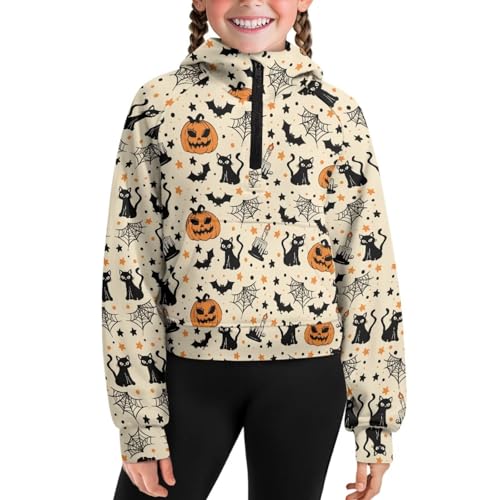 Girl's Zip Up Sweatshirt Kids Cropped Hoodies Trendy Clothes Size 5-14Y Fall Long Sleeve Pullover Tops Fall Coat