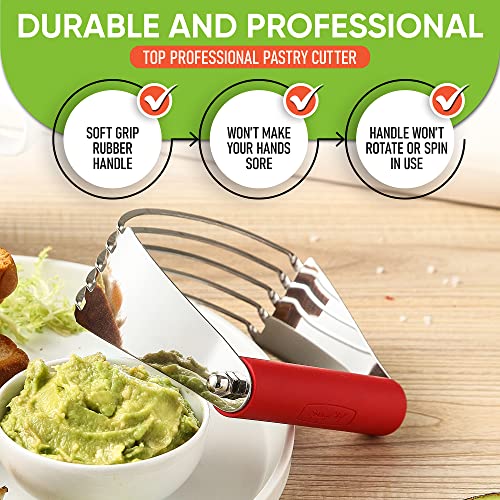 Image of Spring Chef Large Dough Blender For Baking - Durable Pastry Blender - Red