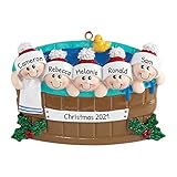 3D Hot Tub Family of 5 Christmas Ornament 2025 Personalized Family Christmas Ornaments 2025 | Holiday Keepsake Warm Bath Personalized Tree Ornaments Customizable Gifts Self Care of Five Ornament Spa