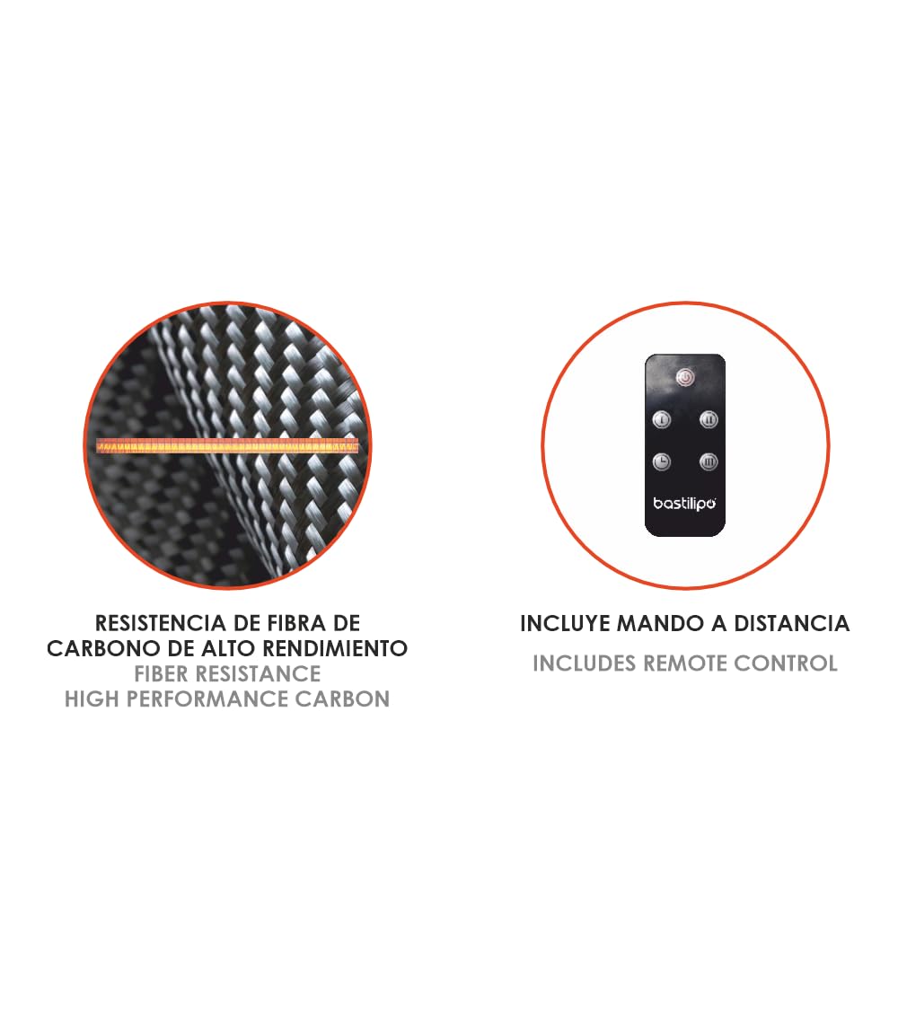 Bastilipo - Estufa para exterior con soporte tipo tripode Modelo Prometeo E-1500P, 1500W de potencia, mando a distancia, resistencias de infrarrojo de amplio espectro