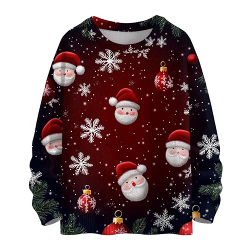 Girls Christmas Sweater Crewneck Long Sleeve Funny Xmas Print Sweatshirt Cute Holiday Fall Winter Pullover Sweaters
